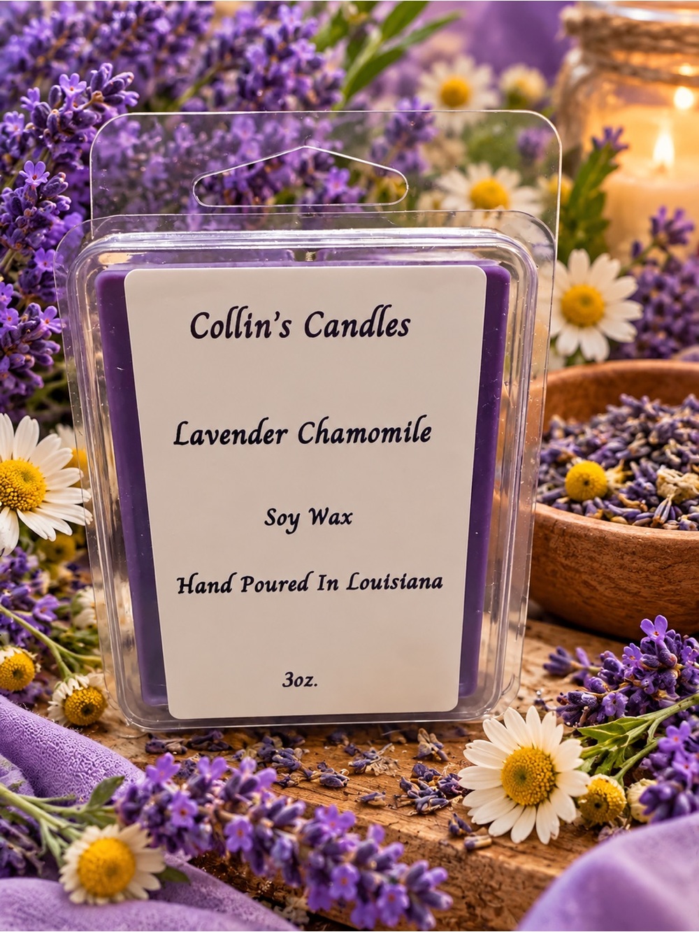 Lavender Chamomile Soy Wax Melts - Purple